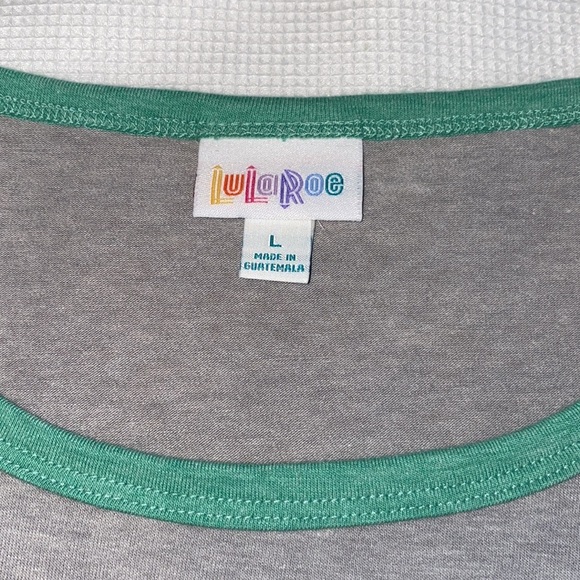 LuLaRoe T-shirt Dress Julia size L gray and green - Picture 5 of 11